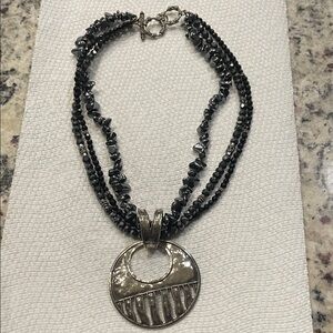 Silpada sterling, black onyx, hematite necklace and pendant .
